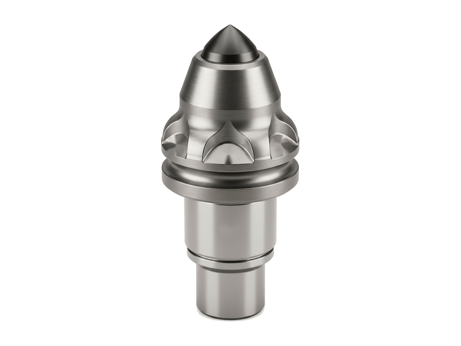 Reinforced bullet tooth with carbide tip for rotary drilling buckets and core barrels